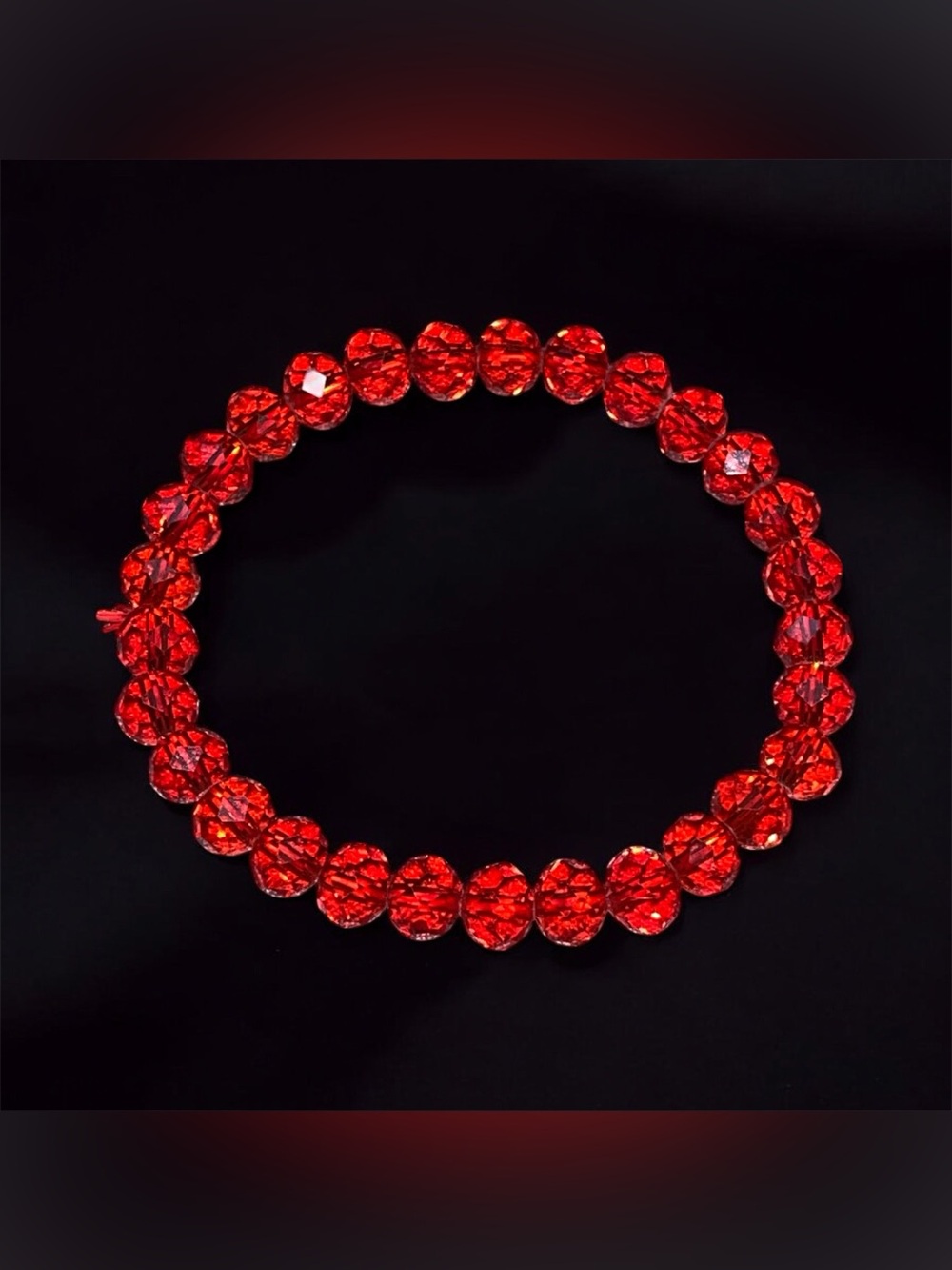 Handmade Red Clear Beads Bracelet